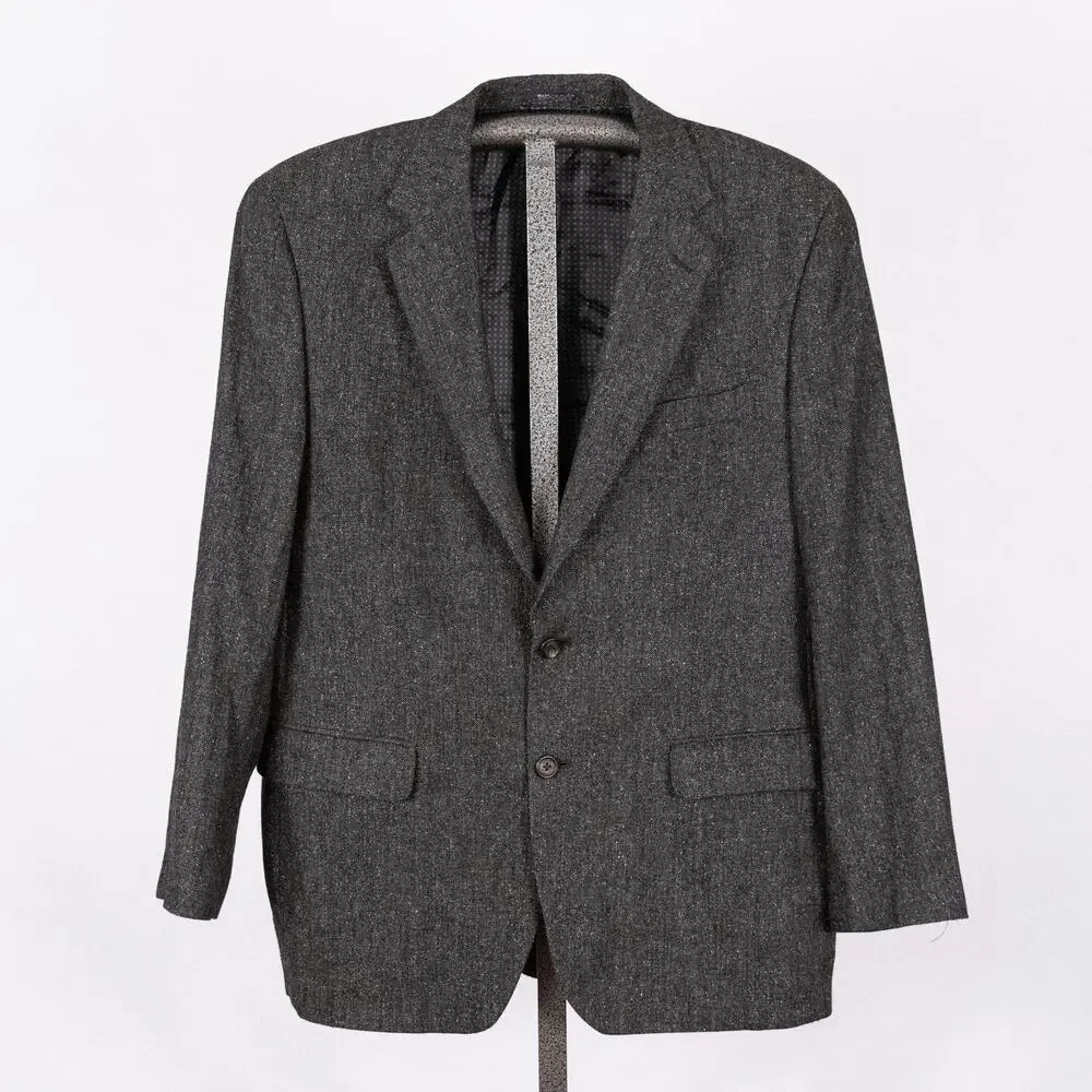 Ralph Lauren Classic Men's Wool Silk Blazer Size 42R Elbow Patches Charcoal Gray